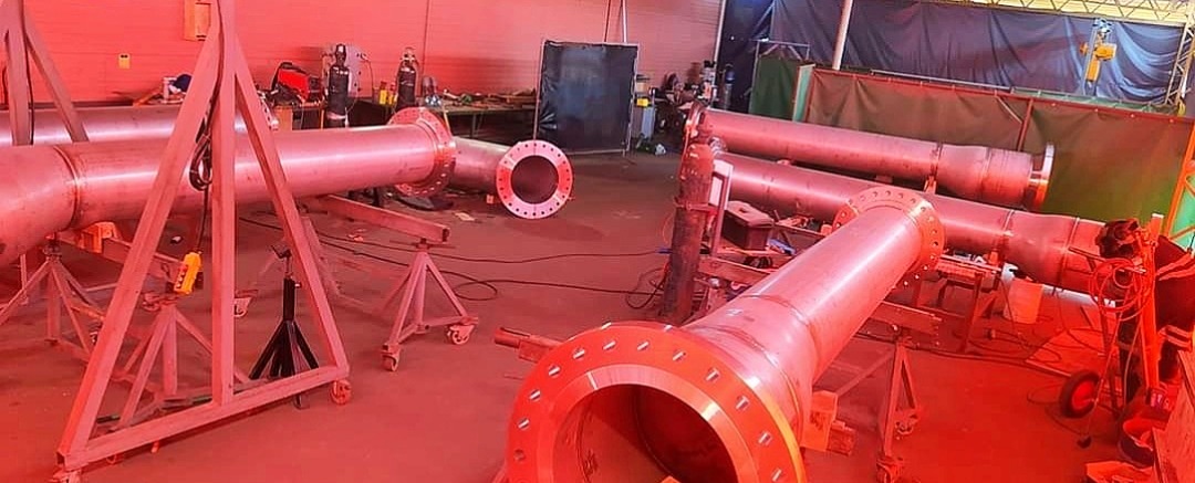 Préfabrication pipe en copper-nickel dans un échangeur de chaleur , raffinerie de Carthagène ,Colombie