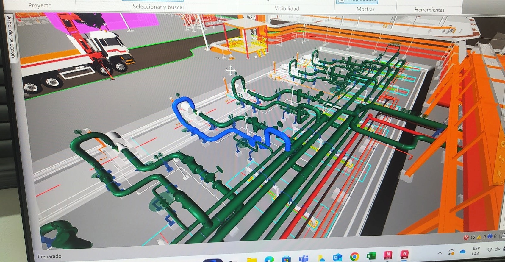 Conception et création de l'isométrie pour le connecxions des pompes à eau surchauffée Heineken, Tocancipa ,Colombie