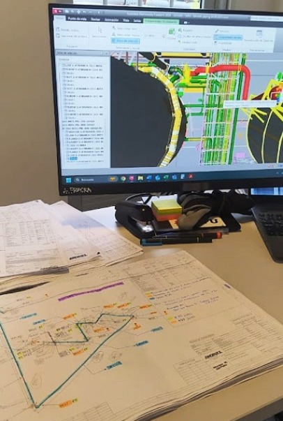 Conception et création de l'isométrie pour le connecxions des pompes à eau surchauffée Heineken, Tocancipa ,Colombie