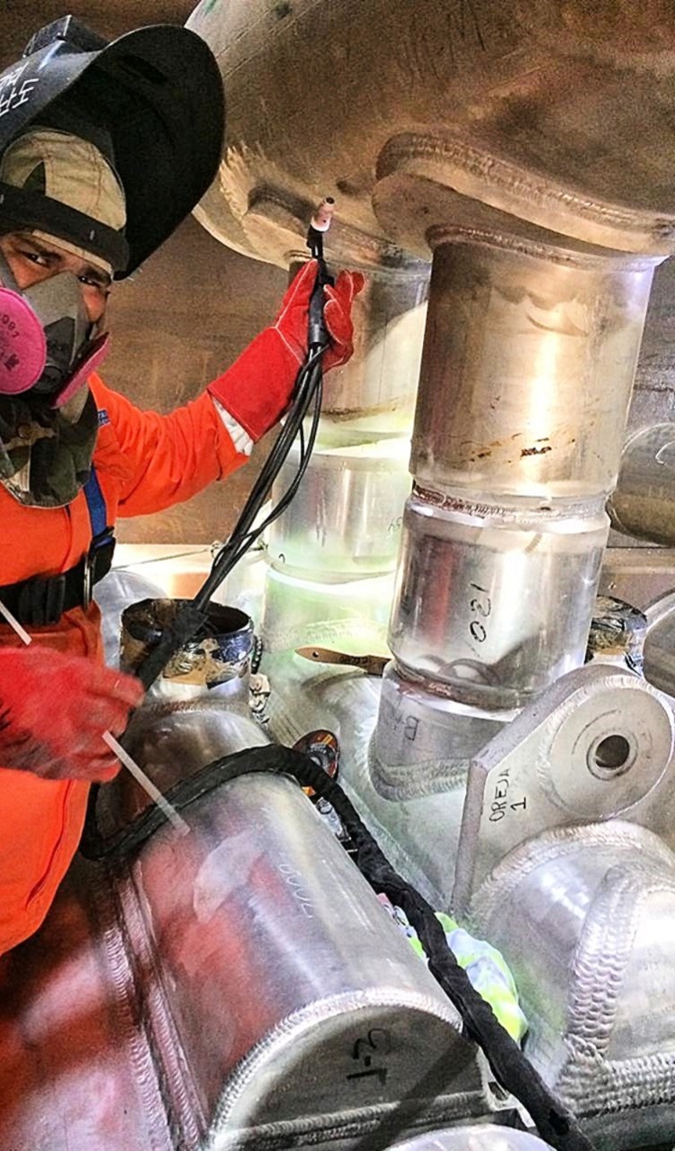 Soudeure pipe aluminum 5083 GTAW,usine d'azote à Pemex City, Tabasco, Mexique