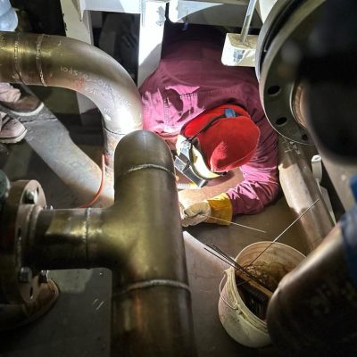 Soudure de fermetures des sistemes, espaces difficiles d'accès CuNi 9010